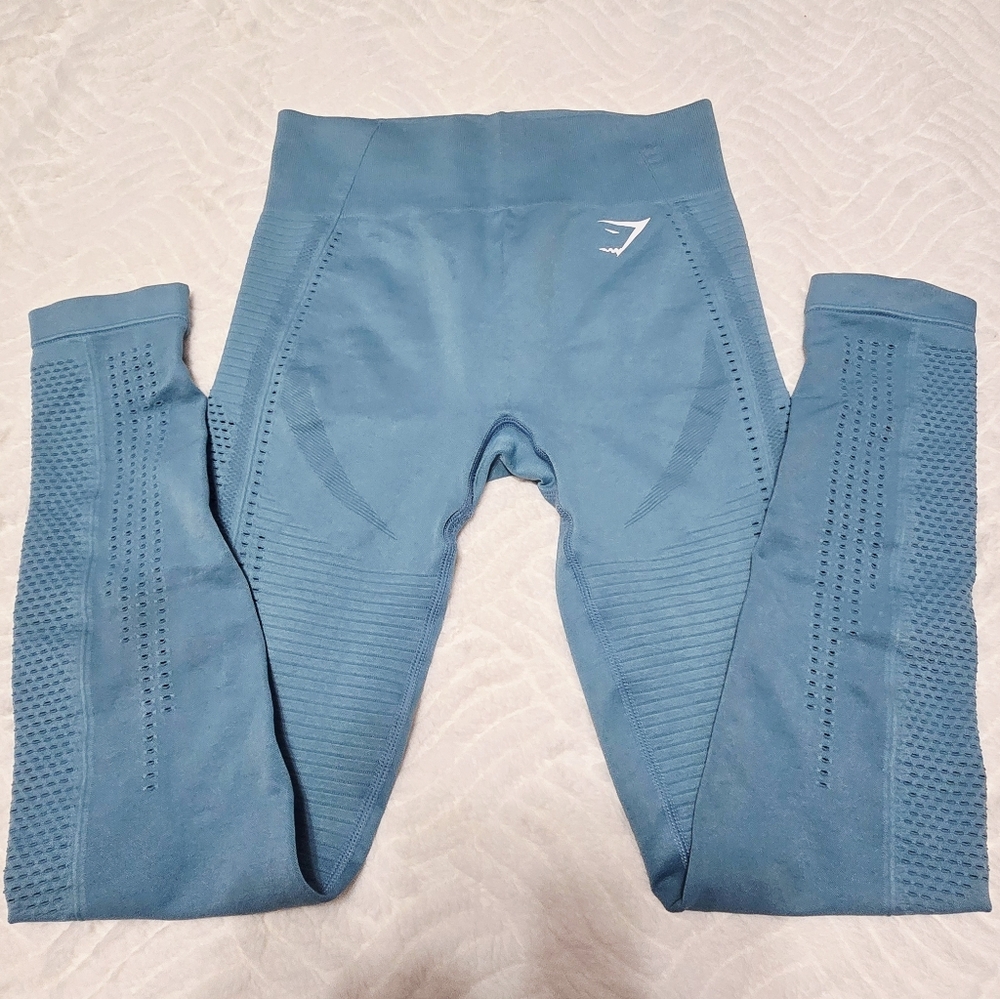 GYMSHARK High-Waisted Seamless Leggings. Teal. Size S